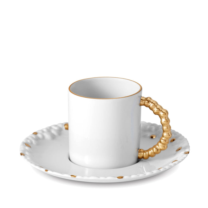 Haas Mojave Espresso Cup + Saucer - White + Gold