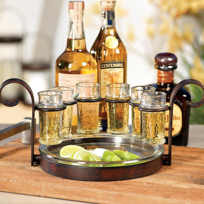 Fiesta Six Shot Tequila Set - Antique Brown