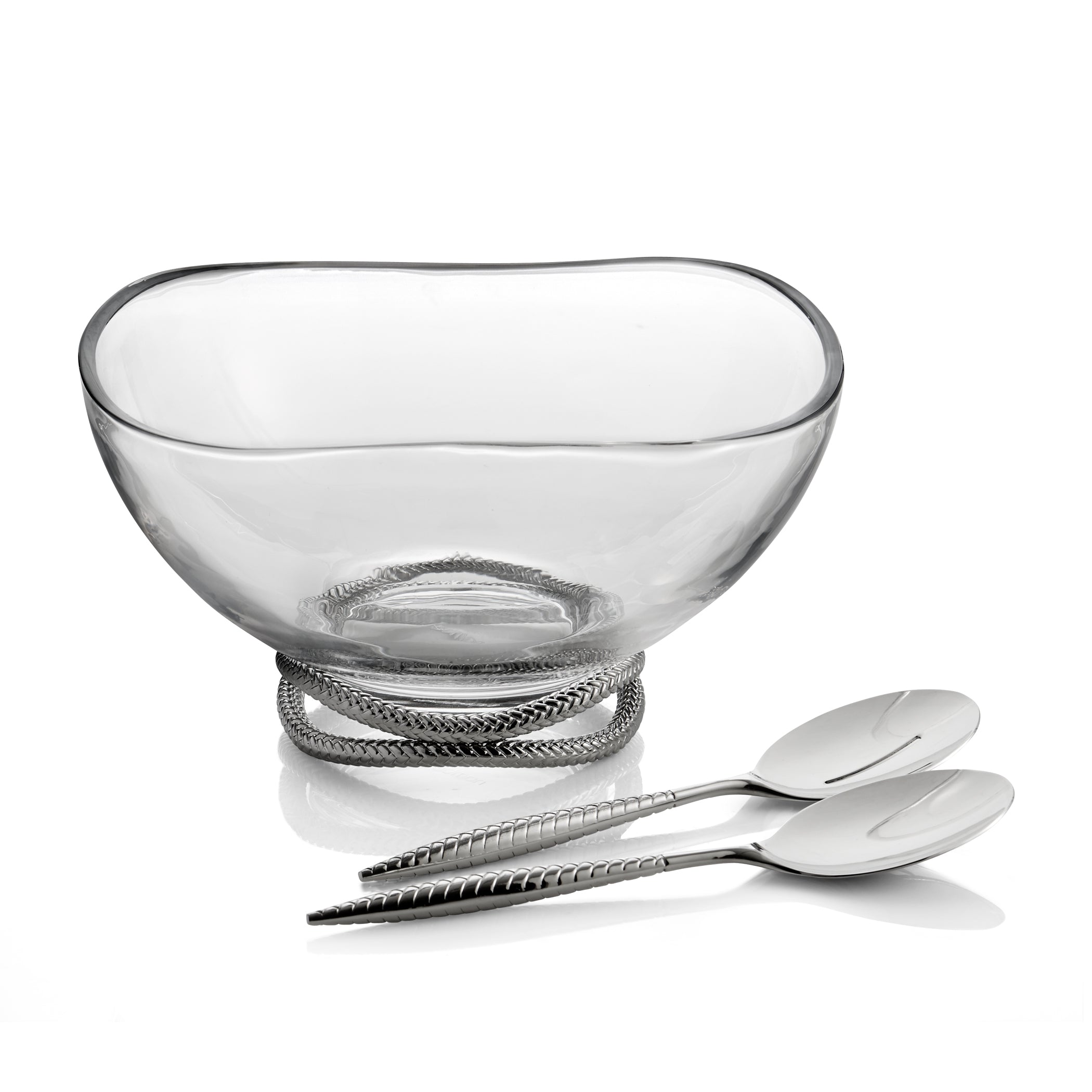 Braid Glass Salad Bowl w/ Servers