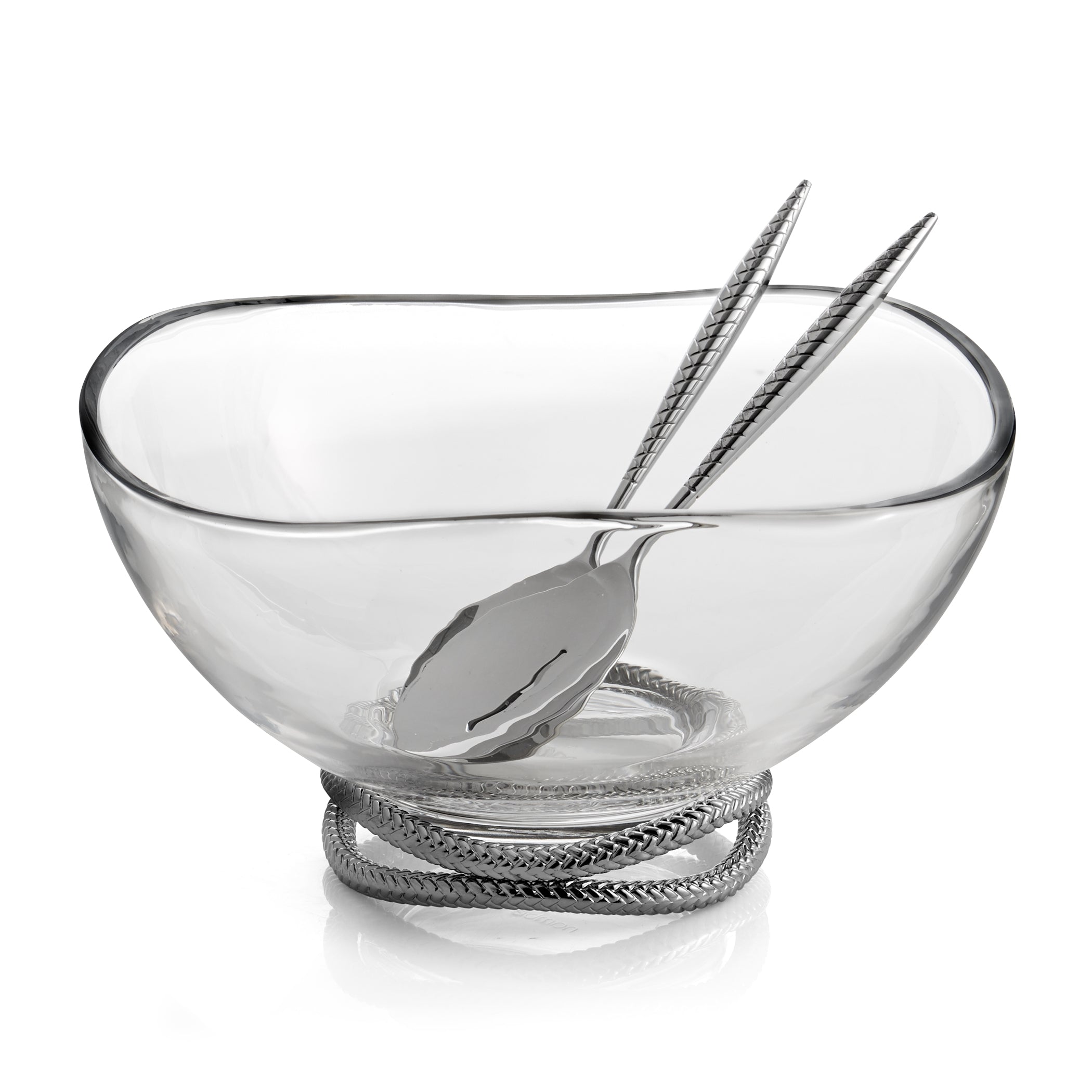 Braid Glass Salad Bowl w/ Servers