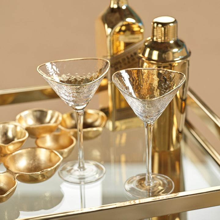 Aperitivo Triangular Martini Glass - Clear with Gold Rim Set Of 4