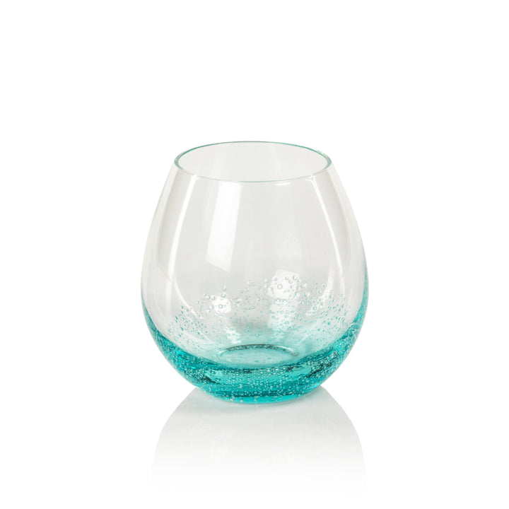 Aqua Bubble Stemless All Purpose Glass - Short Set Of 6