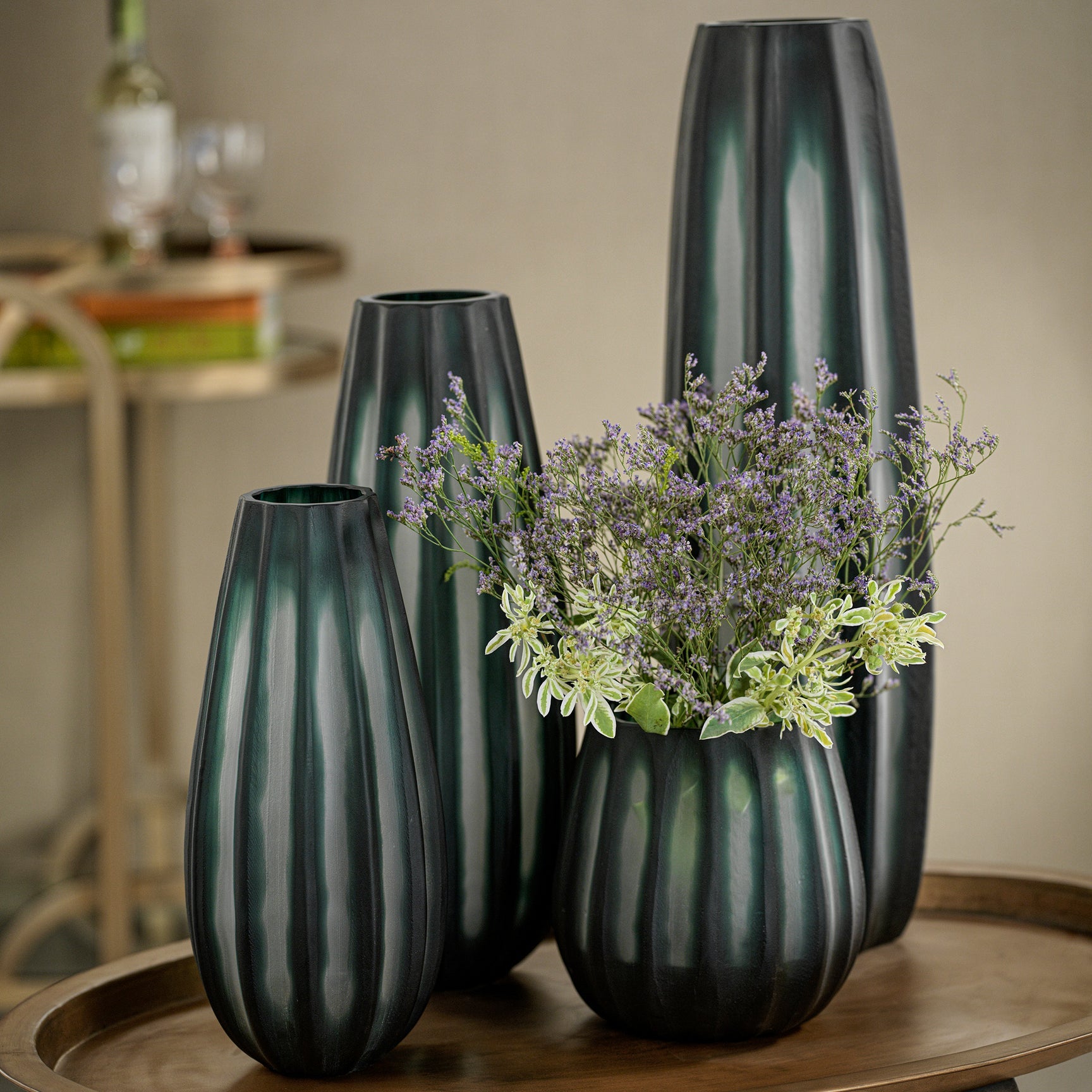 Féraud Handmade Glass Vase - Dark Green - Medium