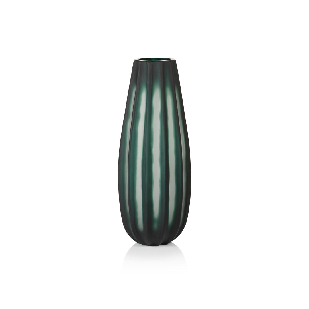 Féraud Handmade Glass Vase - Dark Green - Medium
