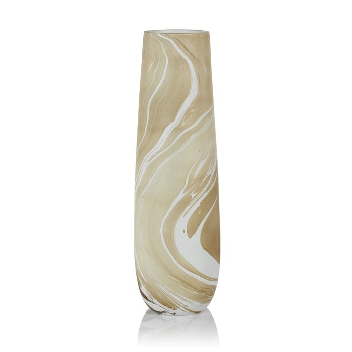Natural Latte Mango Wood Marbleized Vase - Tall