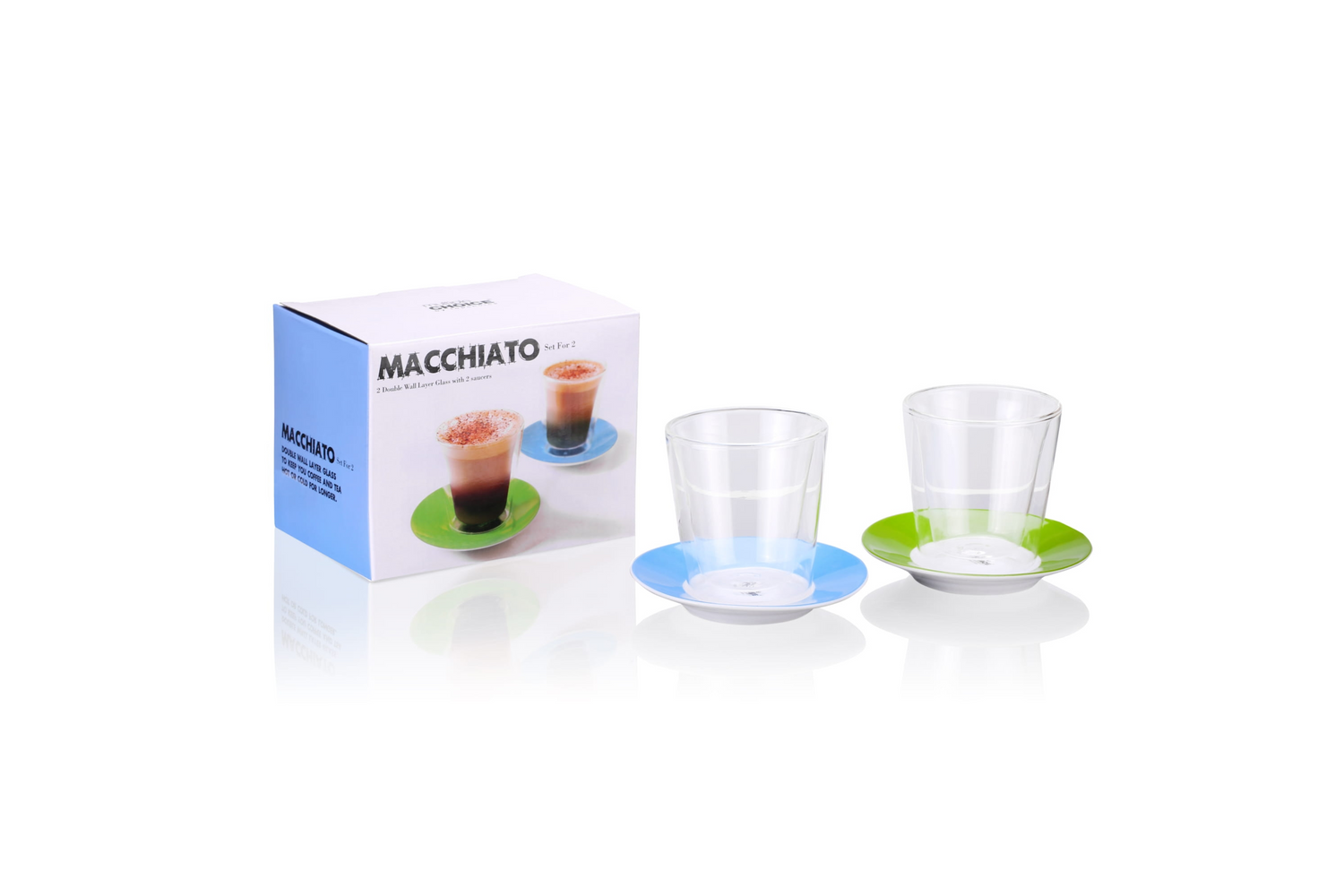 Set of 2 Double wall Cappuccino glass, 200ml, isolated