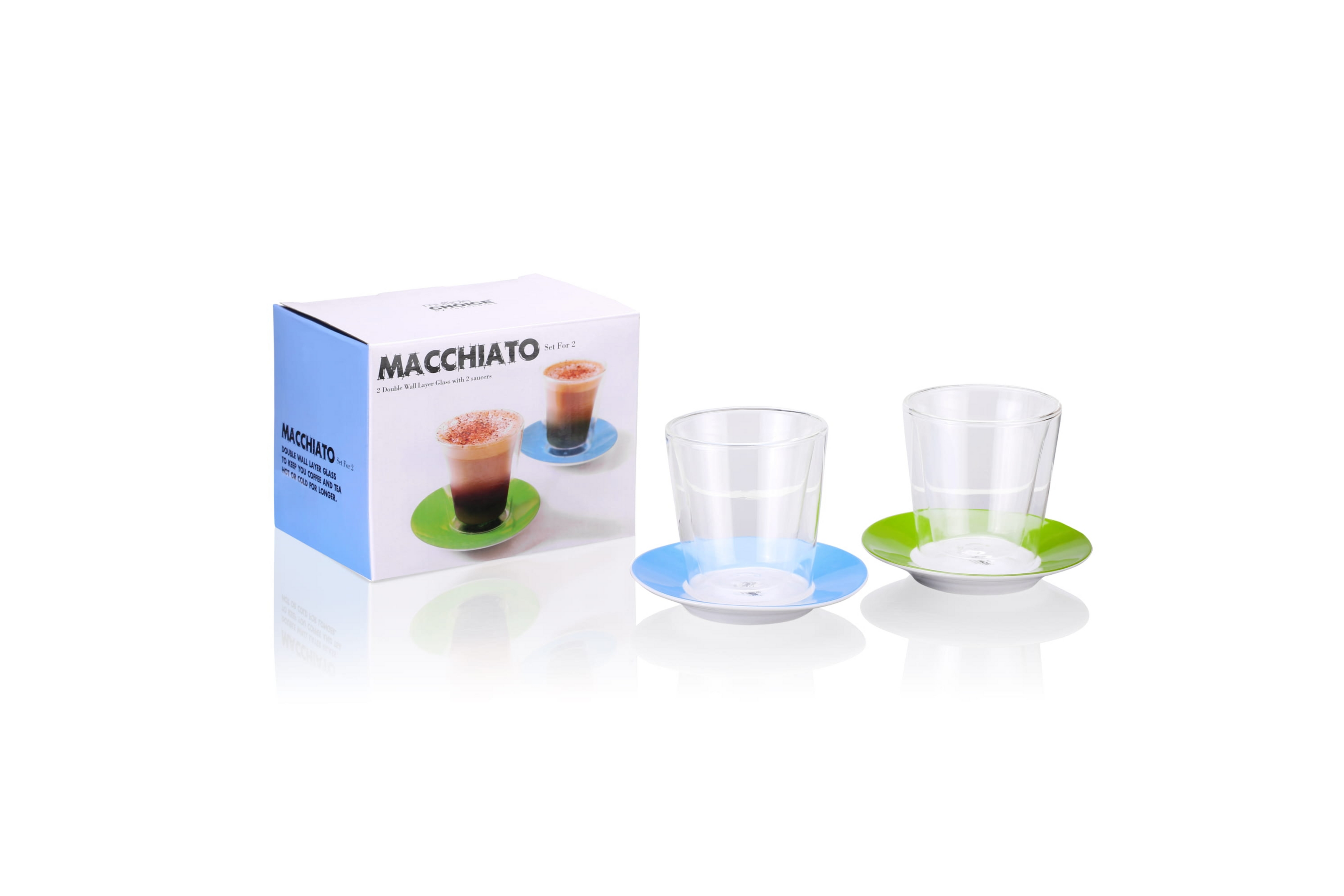 Set of 2 Double wall Cappuccino glass, 200ml, isolated