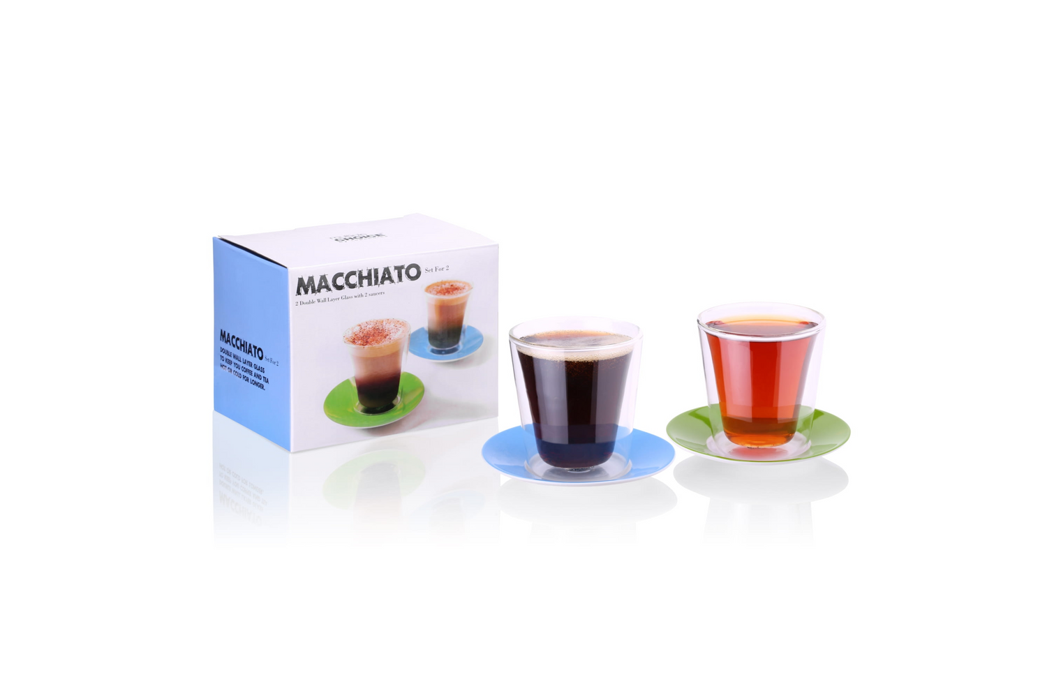 Set of 2 Double wall Cappuccino glass, 200ml, isolated