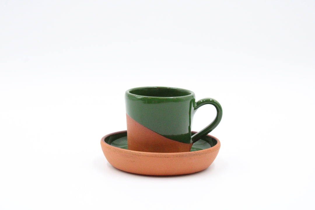 Green Glazed Coffee Cup Set Of 6