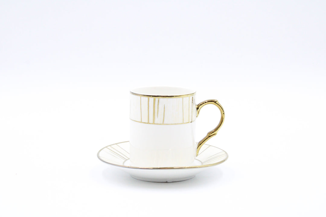 White W\Gold Line Coffee Cup Set Of 6