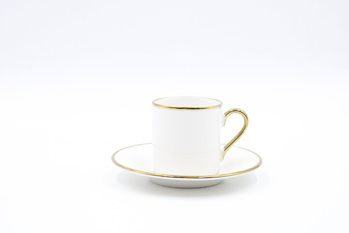 White Coffee Cup Gold Trim Set Of 6