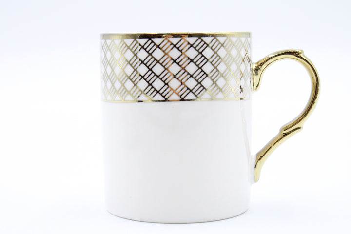 White W\Gold Design Coffee Cup Set Of 6