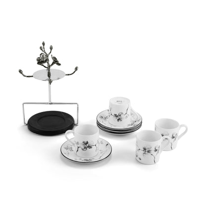 Black Orchid Demitasse - Set w/ Stand