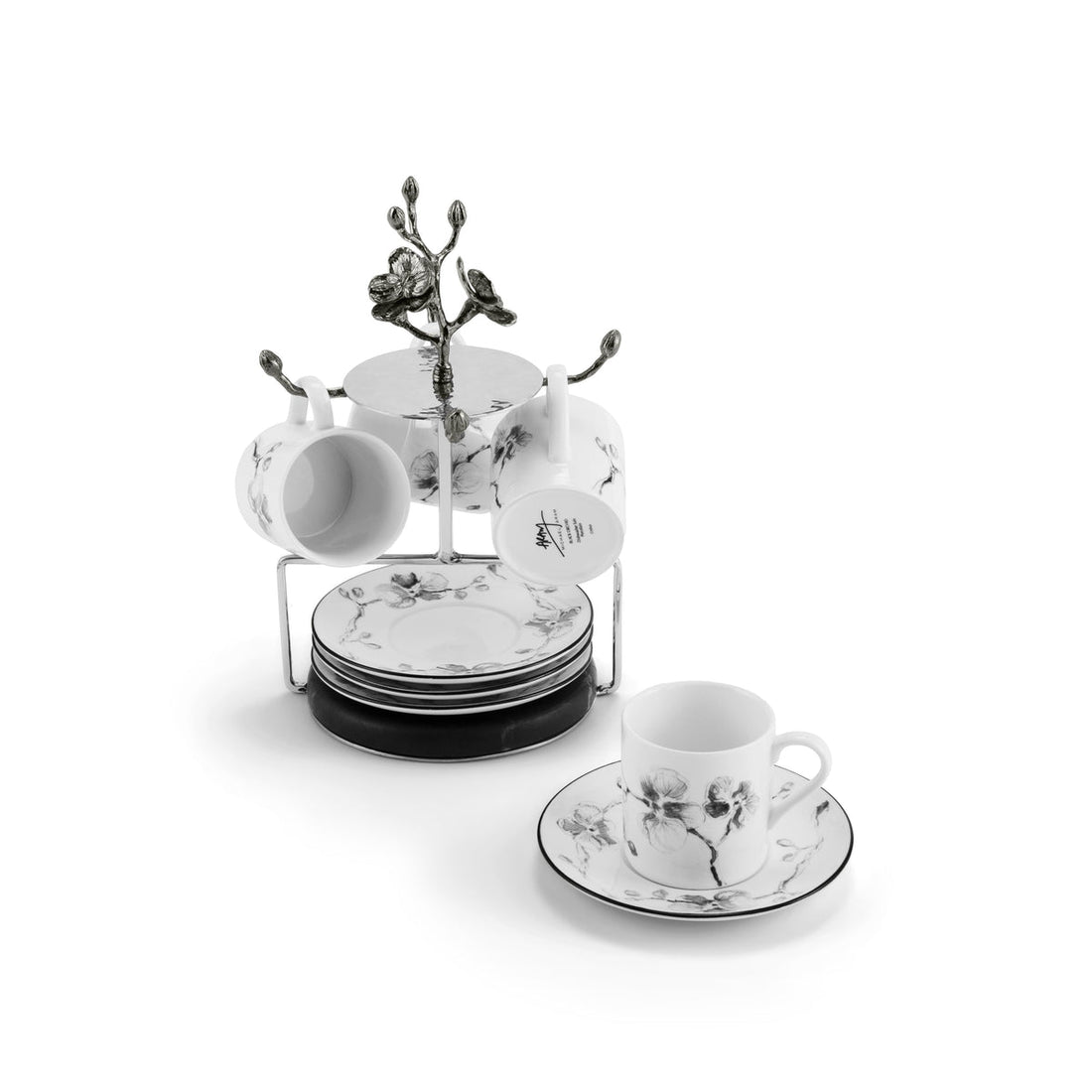 Black Orchid Demitasse - Set w/ Stand