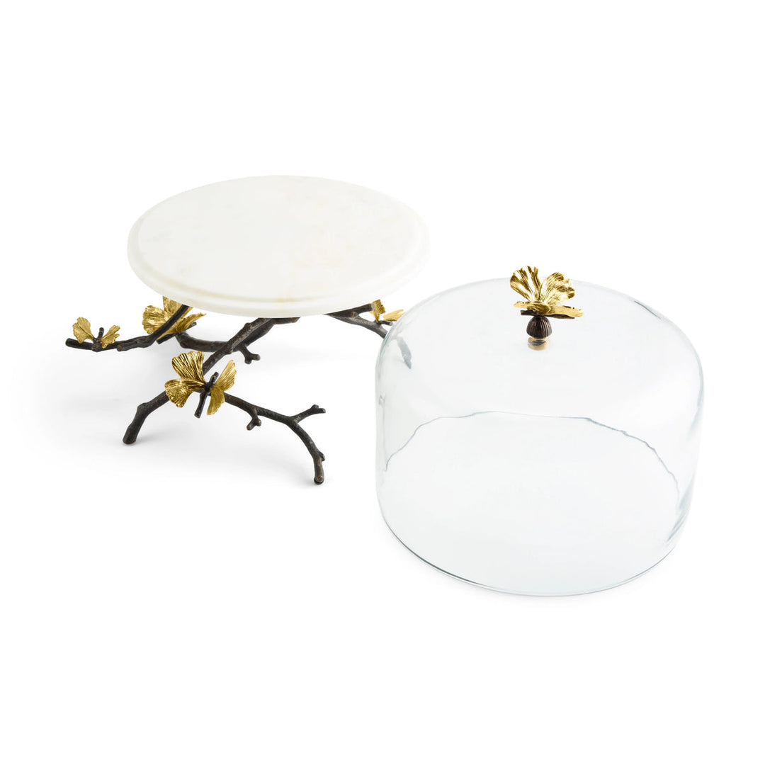 Butterfly Ginkgo Cake Stand w/ Dome