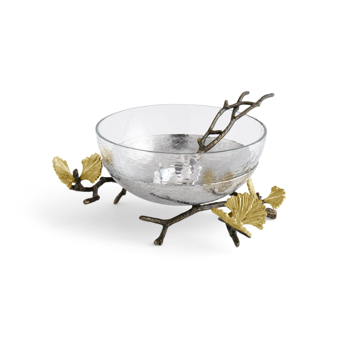 Butterfly Ginkgo Glass Nut Dish w/ Spoon