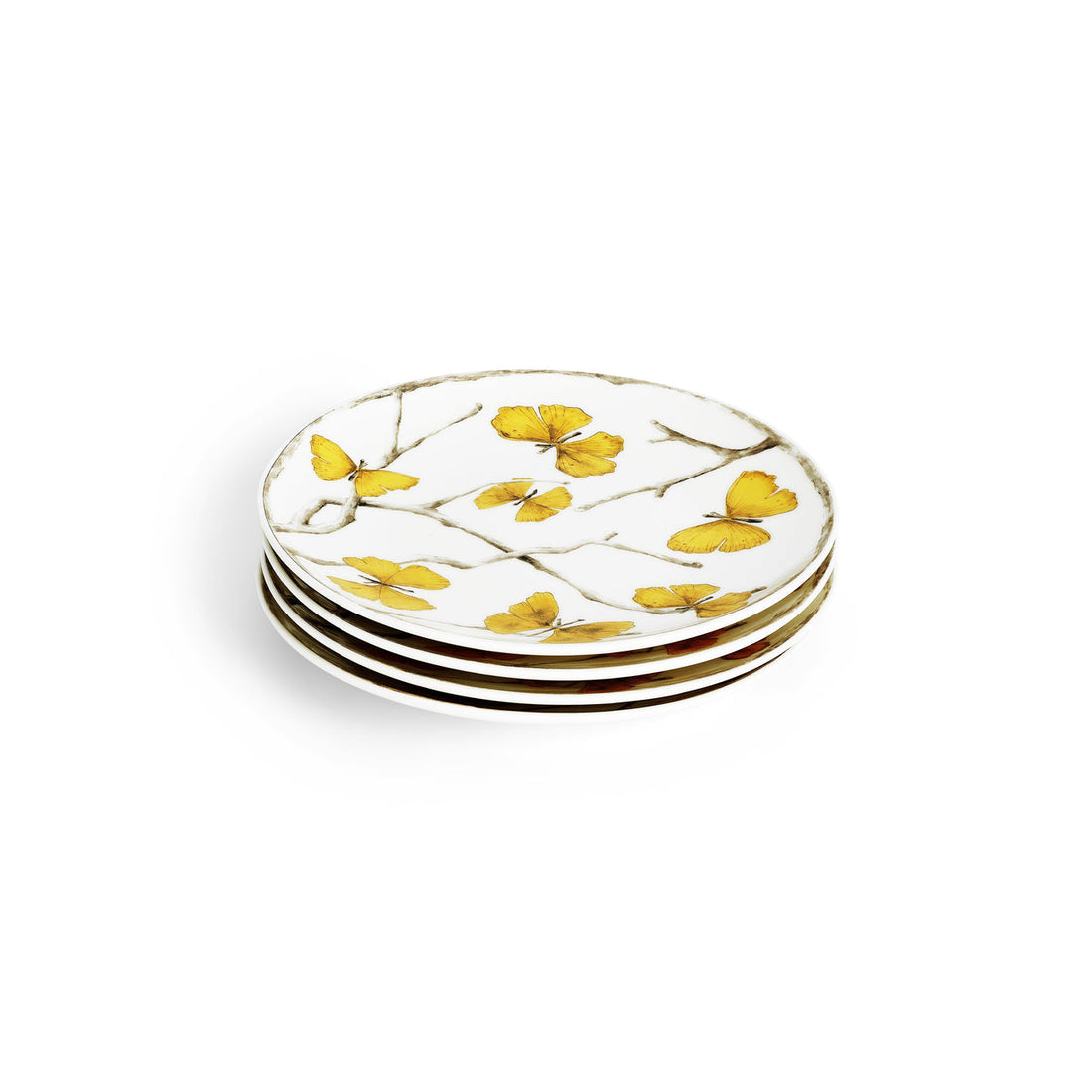 Butterfly Ginkgo Gold Tidbit Plate Set