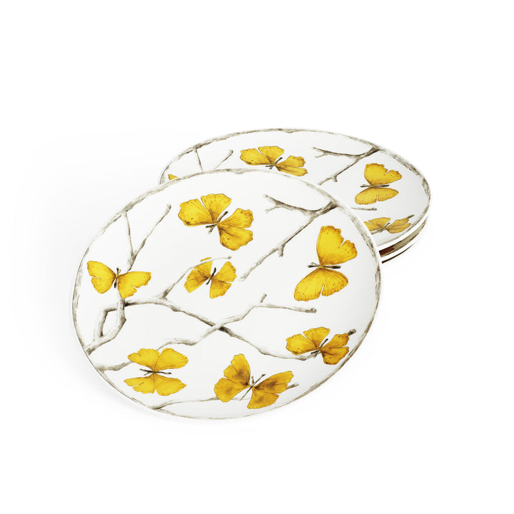 Butterfly Ginkgo Gold Tidbit Plate Set