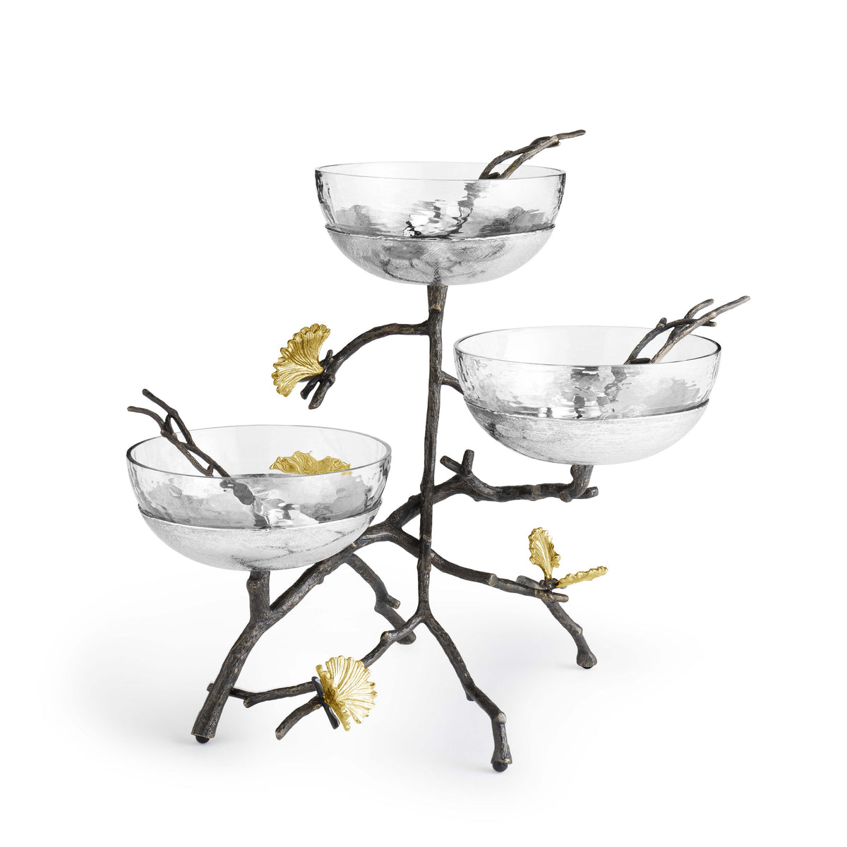 Butterfly Ginkgo Triple Bowl Set w/ Spoons