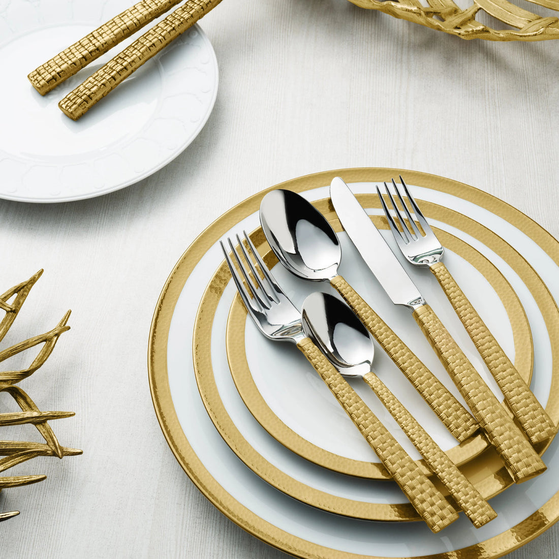 Palm Gold 5-Piece Flatware Set