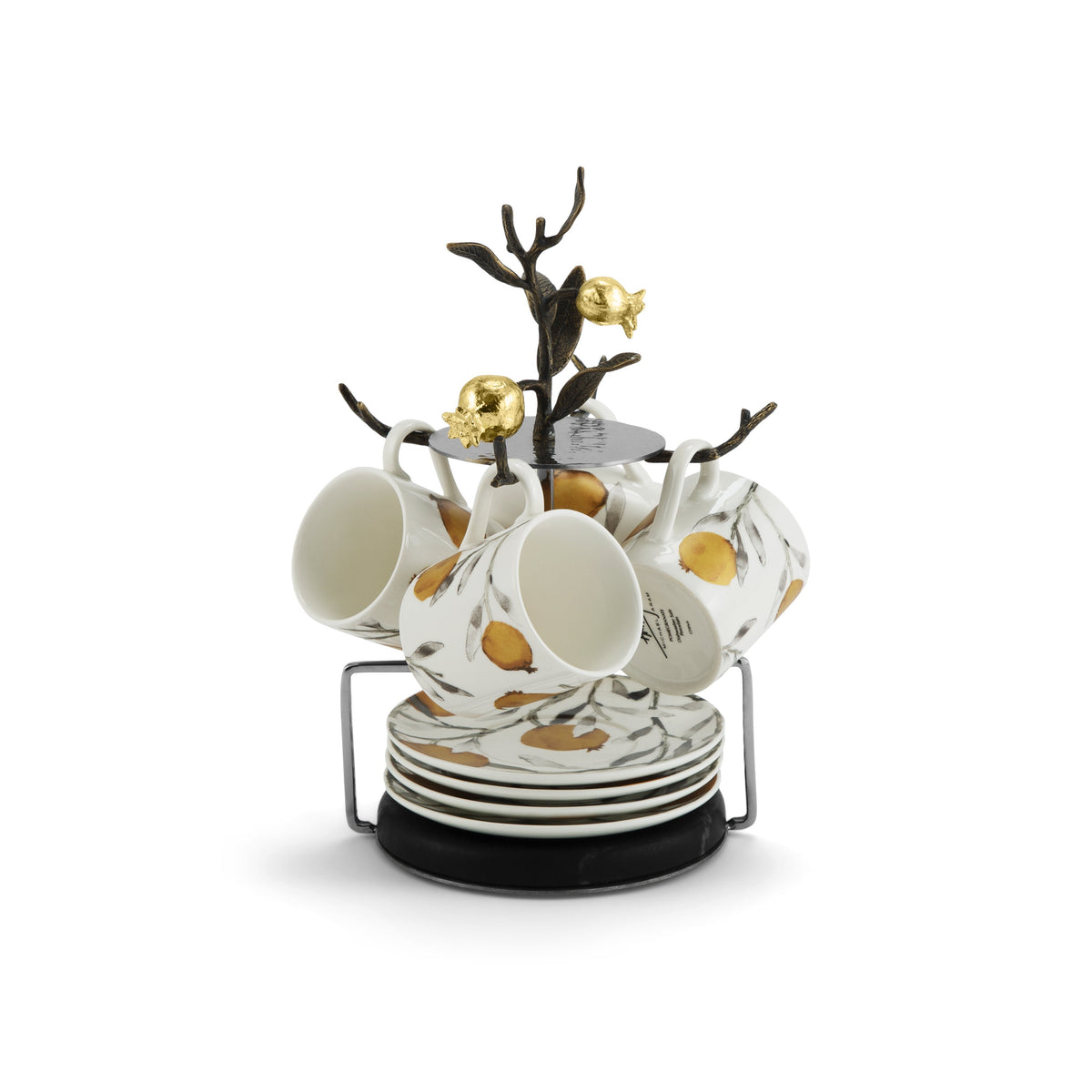 Pomegranate Demitasse Set w/ Stand