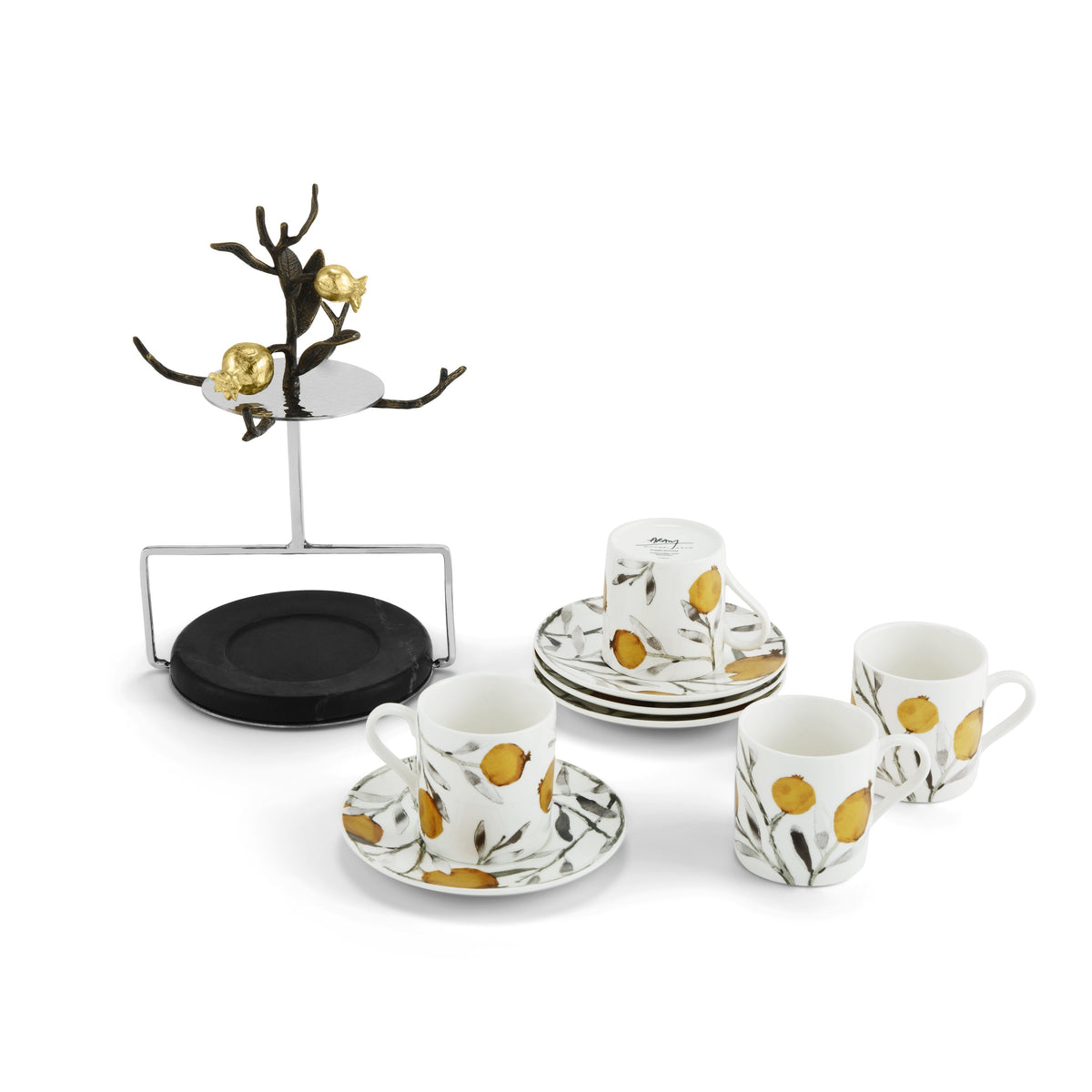 Pomegranate Demitasse Set w/ Stand