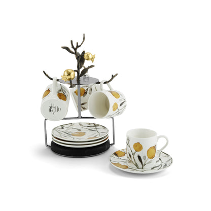 Pomegranate Demitasse Set w/ Stand