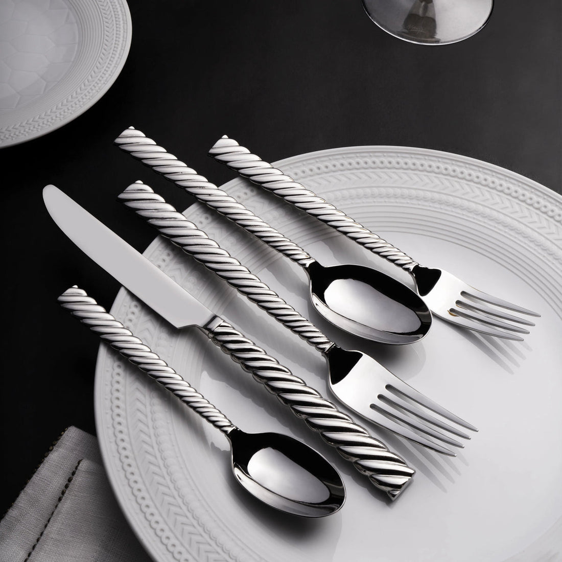 Twist 5-Piece Flatware Set - Silver